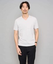 【イージーケア/洗濯機で洗える】キカジャカードＶネックスマートＴシャツ