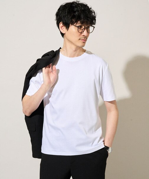 【接触冷感/UVカット/洗濯機で洗える/毛玉になりにくい】シルケットスムースクルーネックスマートＴシャツ
