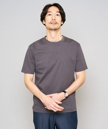 【接触冷感/UVカット/洗濯機で洗える/毛玉になりにくい】シルケットスムースクルーネックスマートＴシャツ