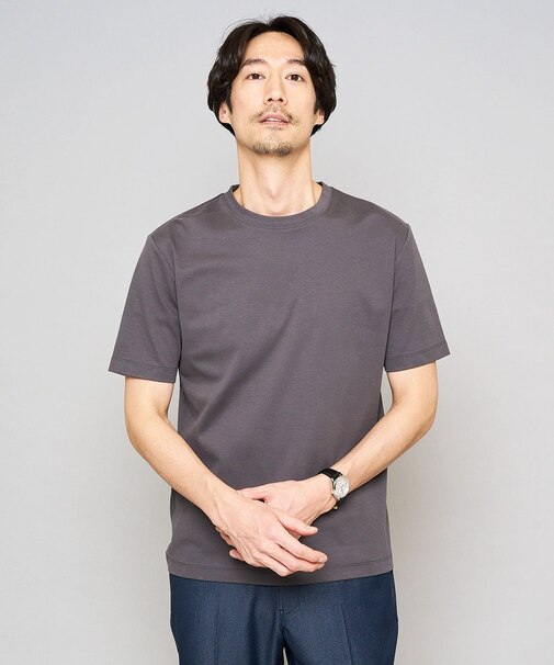 【接触冷感/UVカット/洗濯機で洗える/毛玉になりにくい】シルケットスムースクルーネックスマートＴシャツ