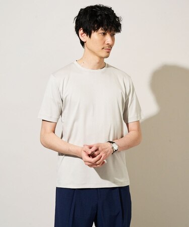 【接触冷感/UVカット/洗濯機で洗える/毛玉になりにくい】シルケットスムースクルーネックスマートＴシャツ