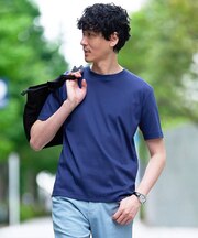 【接触冷感/UVカット/洗濯機で洗える/毛玉になりにくい】シルケットスムースクルーネックスマートＴシャツ