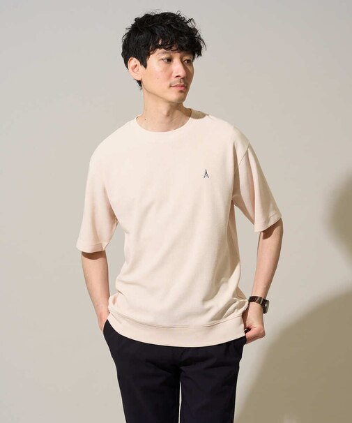 【イージーケア/洗濯機で洗える/接触冷感/毛玉になりにくい】ライトアゼ１ポイントシシュウスウェットＴ