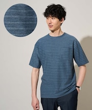 【イージーケア/洗濯機で洗える】タックメランジセミワイドシルエットクルーネックカットソー