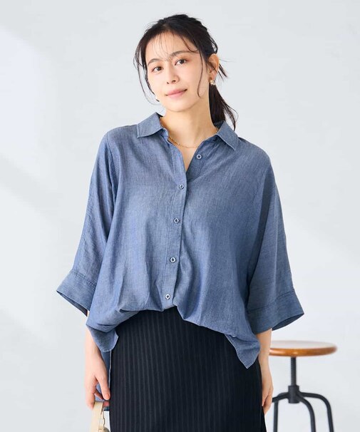 【2WAY】シアーデニムドルマンシャツ