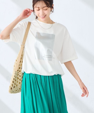 裾ドロストロゴTシャツ
