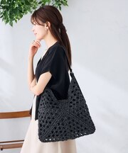 ラメフィルム透かし編みショルダーバッグ