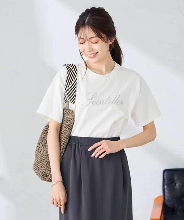 【接触冷感/UVカット/コットン100%】ロゴゆるTシャツ
