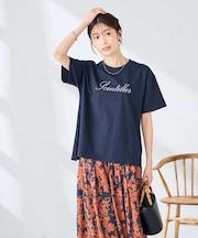 【接触冷感/UVカット/コットン100%】ロゴゆるTシャツ