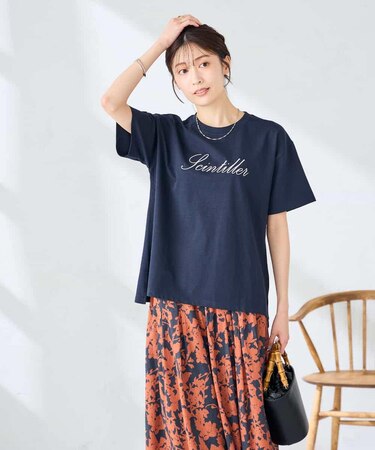 【接触冷感/UVカット/コットン100%】ロゴゆるTシャツ