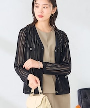 透かし柄ジャケットカーディガン