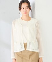 透かし柄ジャケットカーディガン