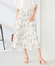 【洗える】フラワープリントランダムプリーツスカート