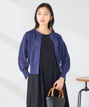 シアーチェックカーディガン