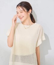 前後2WAY/ラメメッシュニットプルオーバー