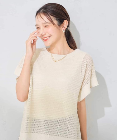 前後2WAY/ラメメッシュニットプルオーバー