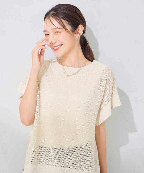 前後2WAY/ラメメッシュニットプルオーバー