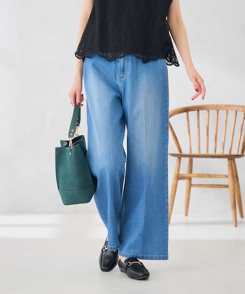 ストレッチデニムワイドパンツ