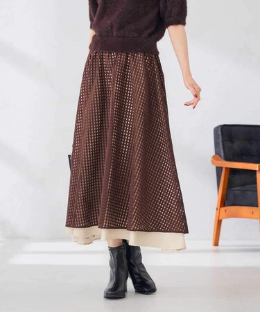 【2WAY/洗える】シアーチェックリバーシブルスカート