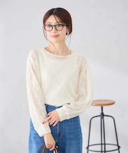 シアーフラワージャガードトップス