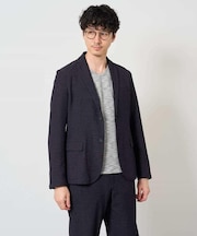 【シェイプジャケット/イージーケア/洗濯機で洗える/ストレッチ】デニムライクストレッチスマートジャケット