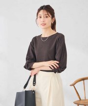 ツイストスリーブギンガムチェックカットソー