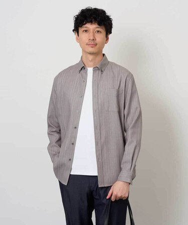 【洗濯機で洗える/毛玉になりにくい】ヘリンボーンダブルフェイスシャツ