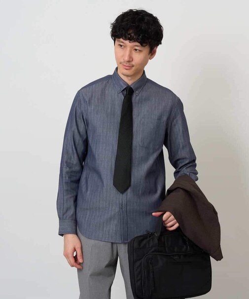 【洗濯機で洗える/毛玉になりにくい】ヘリンボーンダブルフェイスシャツ