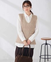 リボンヤーン Vネック ニット ベスト