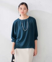 ギャザーネック ドルマンスリーブ トップス