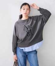 フロッキー ロゴ ジョーゼット ダンボール スウェット プルオーバー