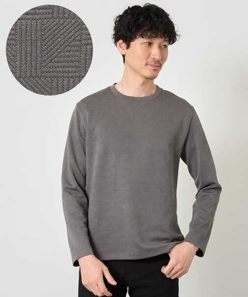 【スマート/イージーケア/洗濯機で洗える】キカジャカードクルーネックスマートTシャツ