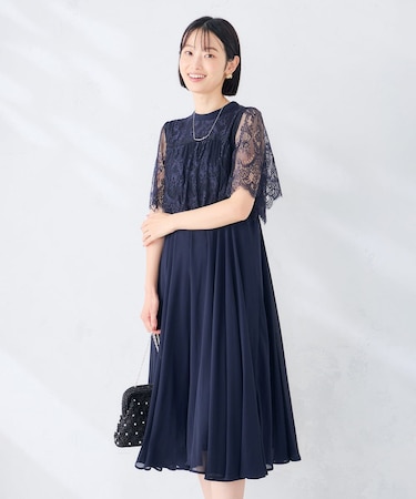【結婚式/お呼ばれに】レースドッキングワンピース
