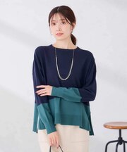 【洗える】バイカラーニット