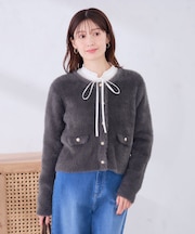 ヘアリー ニット ジャケット カーディガン