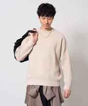 【洗濯機で洗える】モールバックボーダークルーネックニット