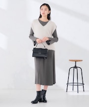 2SET フェザー ベスト × リブニット ワンピース