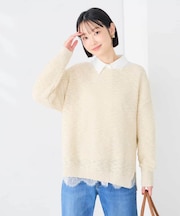 ラメ混 タック スラブ ニット