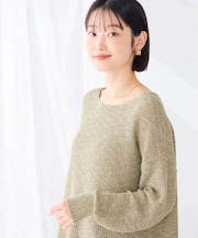 ラメ混 タック スラブ ニット