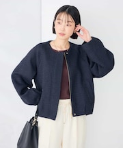 ノーカラー ツイード ジャケット