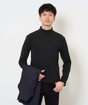 【スマート/イージーケア/洗濯機で洗える】カチオンストレッチモックネックスマートＴシャツ