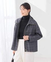 ウールライク ジャージ ステンカラー ジャケット