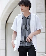 フード付き半袖カーディガン