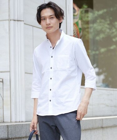 SOLOTEXフェザーへリンボンシャツ