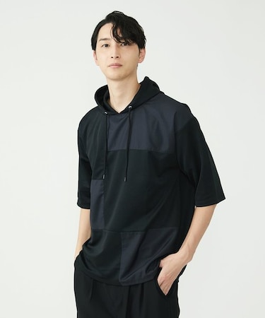 【WEB限定再販売】5分袖ブロックパーカー / アイスポンチ