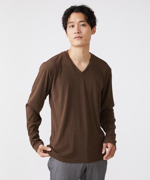 ストレッチストライプカットソー