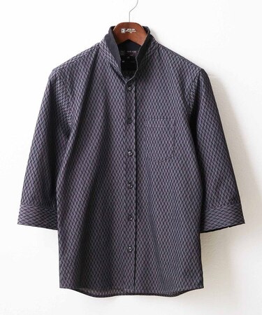 【日本製生地/ONOFF対応】七分袖シャツ/SOLOTEXフェザーへリンボン
