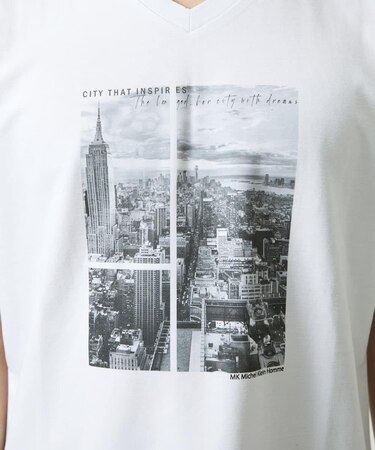 【洗える】モノクロフォトグラフィックプリントTシャツ