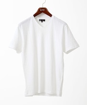 【洗える】へリンボンVネック半袖Tシャツ