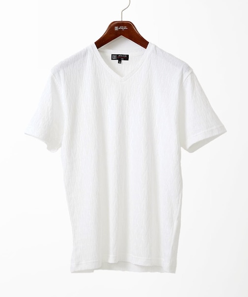【洗える】へリンボンVネック半袖Tシャツ